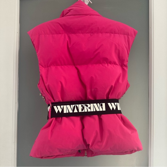 Winterina Pink Studded Puffer Vest with Belt - Picture 5 of 10